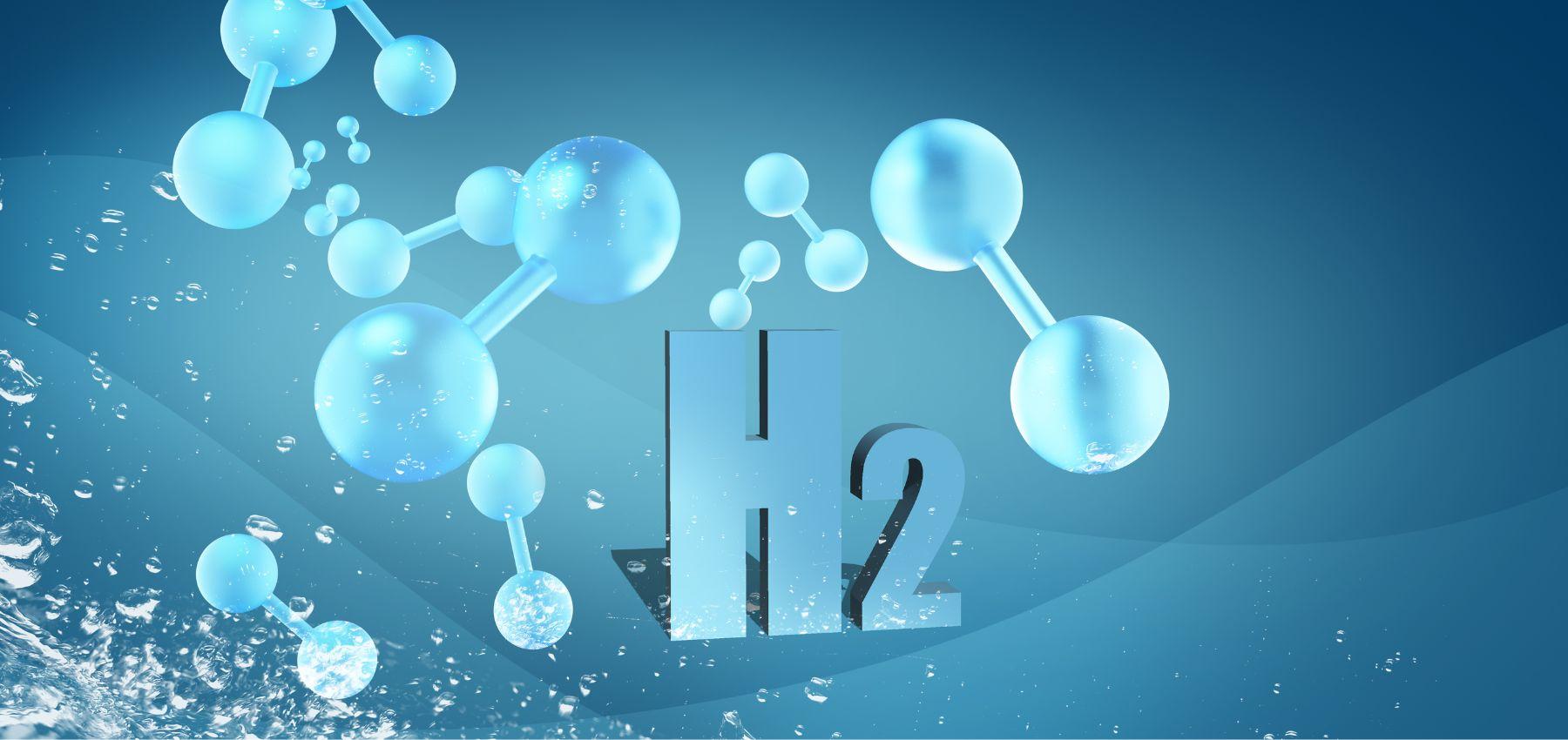 Concept image of hydrogen atoms floating around H2