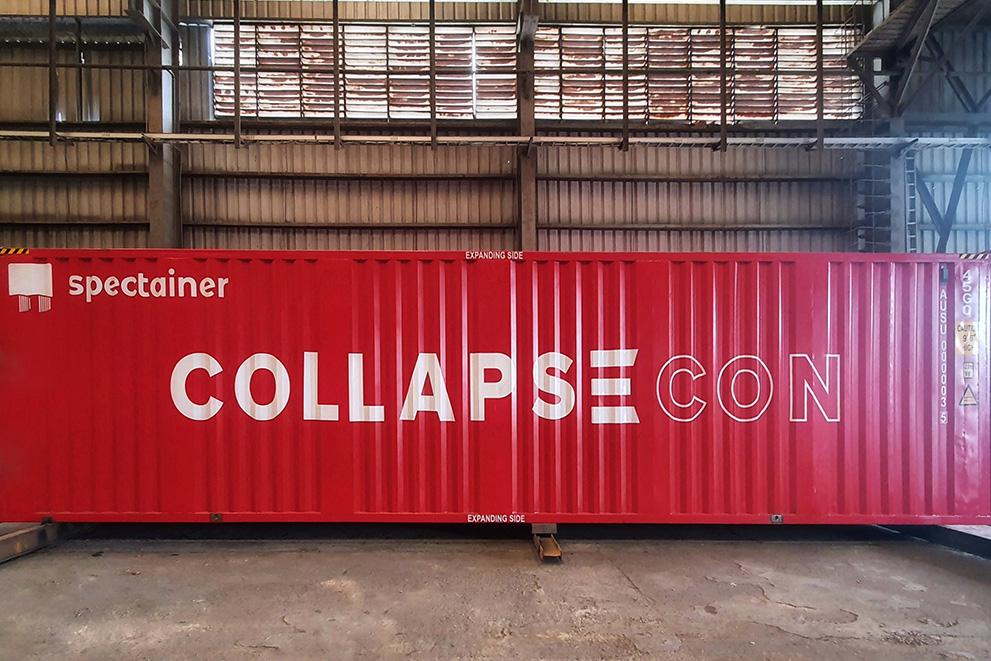A factory finished Collapsecon shipping container.