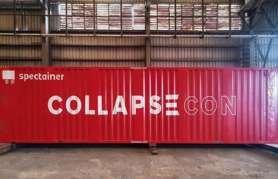 A factory finished Collapsecon shipping container.