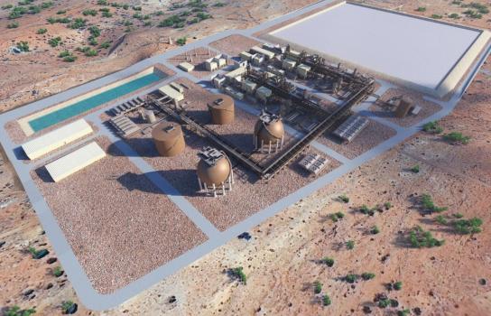 A concept image of an compressed air energy storage facility in an Outback location.